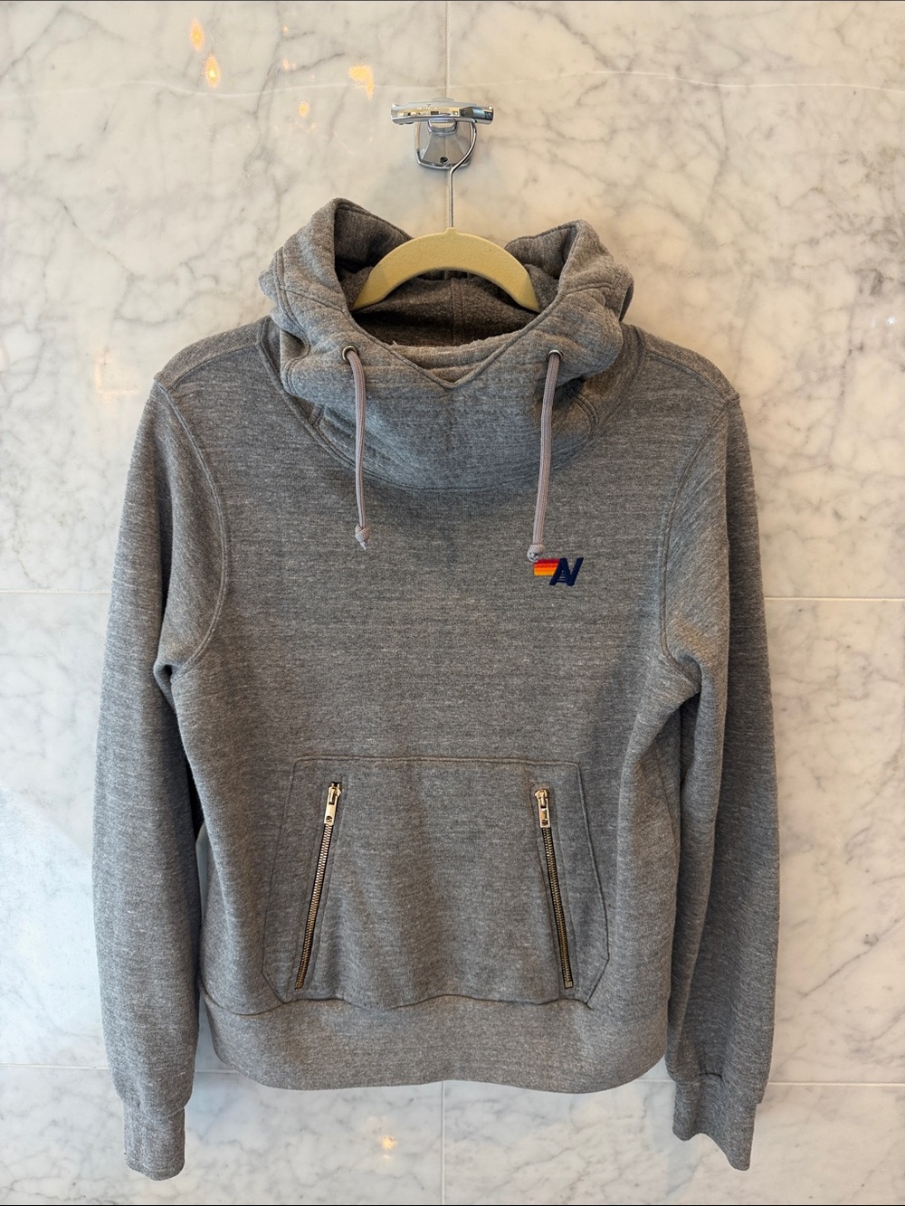 Aviator Nation NINJA PULLOVER HOODIE - HEATHER GREY, size XS